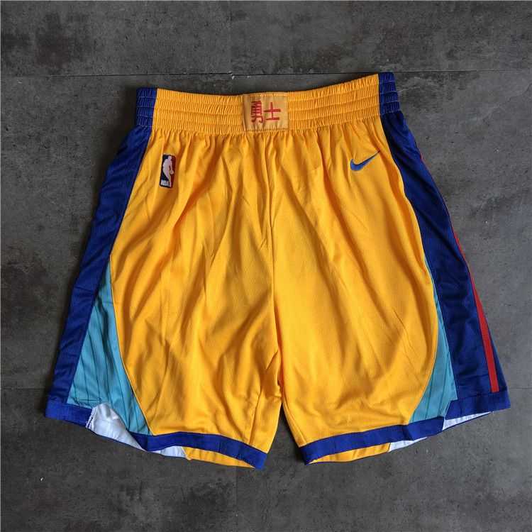 Men NBA Golden State Warriors yellow Nike Shorts 04161